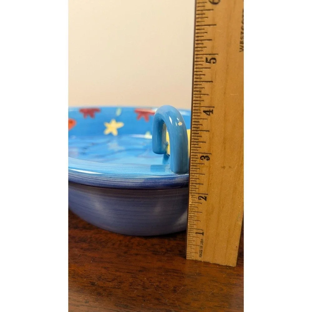 Sonoma Hand Painted Swimming Pool Chip Dip Serving Bowl Beach Couple Float 1999